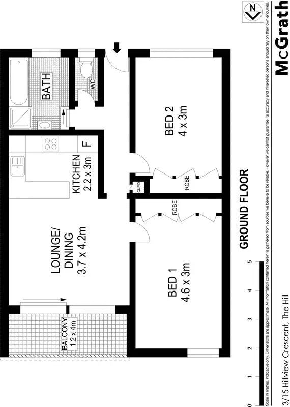 Floorplan of Homely apartment listing, 3/17 Hillview Crescent, The Hill NSW 2300