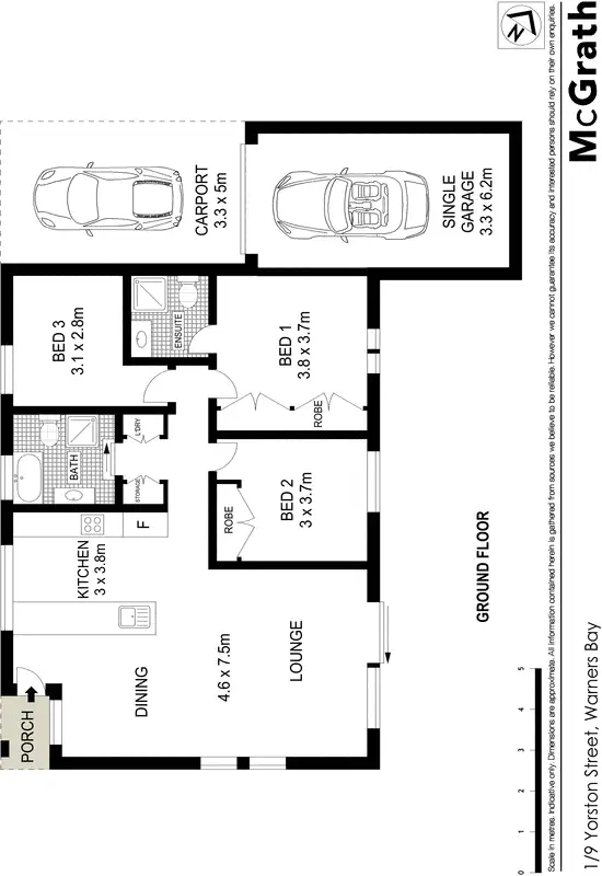 Floorplan of Homely apartment listing, 1/9 Yorston Street, Warners Bay NSW 2282