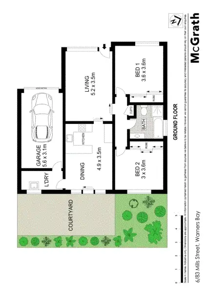 Floorplan of Homely unit listing, 6/83 Mills Street, Warners Bay NSW 2282
