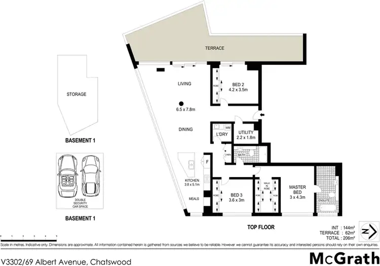 Floorplan of Homely apartment listing, V3302/69 Albert Avenue, Chatswood NSW 2067