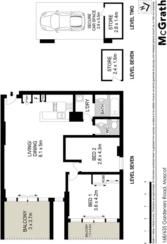 Floorplan of Homely apartment listing, 168/635 Gardeners Road, Mascot NSW 2020