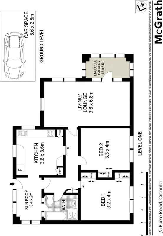 Floorplan of Homely apartment listing, 1/5 Burke Road, Cronulla NSW 2230