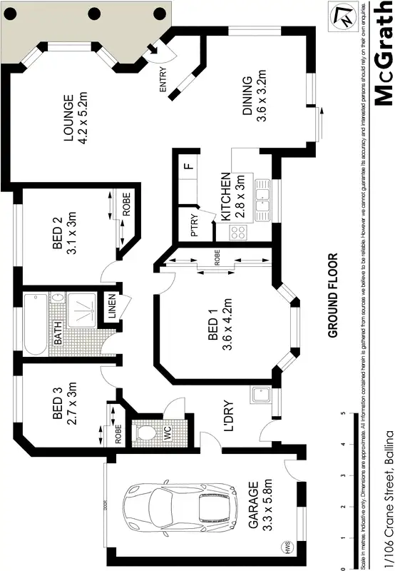 Floorplan of Homely villa listing, 1/106 Crane Street, Ballina NSW 2478