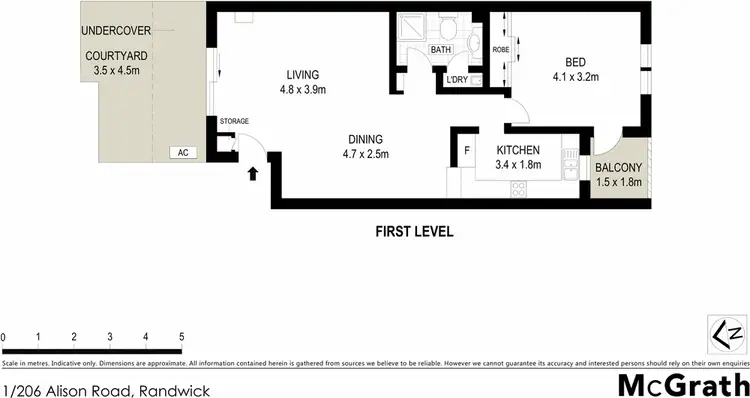 Floorplan of Homely apartment listing, 1/206 Alison Road, Randwick NSW 2031