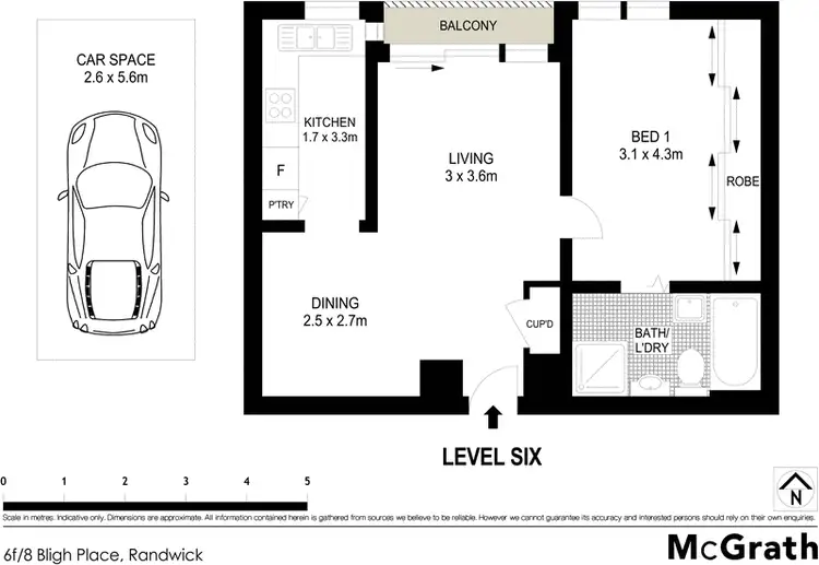 Floorplan of Homely apartment listing, 6F/8 Bligh Place, Randwick NSW 2031