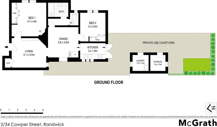 Floorplan of Homely apartment listing, 2/34 Cowper Street, Randwick NSW 2031