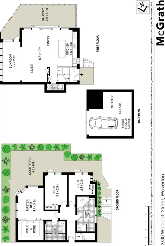 Floorplan of Homely apartment listing, 3/30 Woolcott Street, Waverton NSW 2060