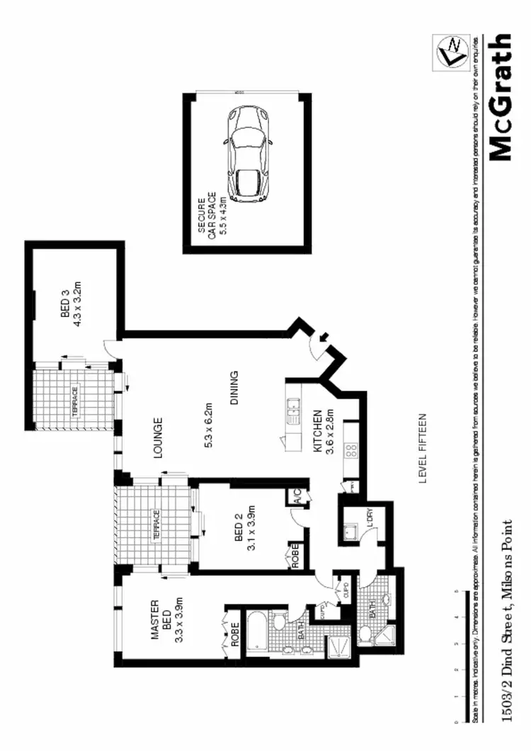 Floorplan of Homely apartment listing, 1503/2 Dind Street, Milsons Point NSW 2061