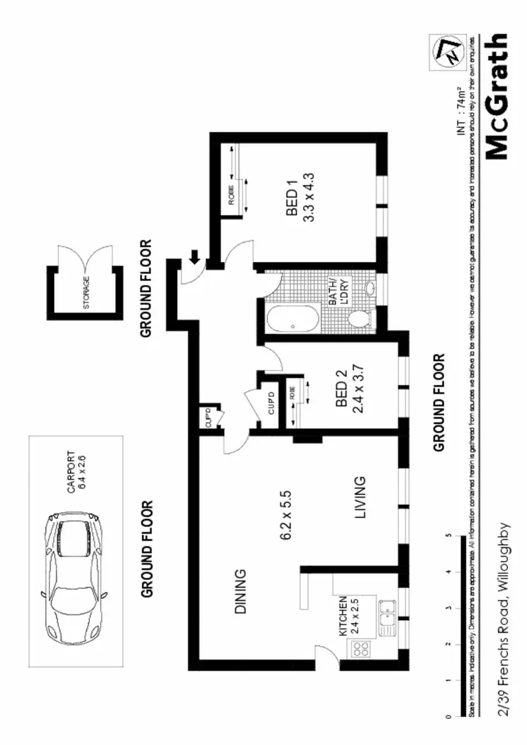 Floorplan of Homely apartment listing, 2/39 Frenchs Road, Willoughby NSW 2068