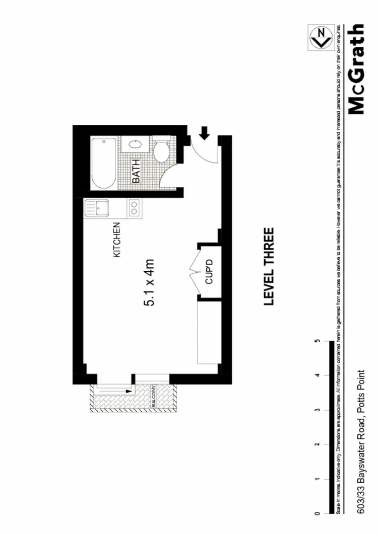 Floorplan of Homely studio listing, 603/33 Bayswater Road, Potts Point NSW 2011