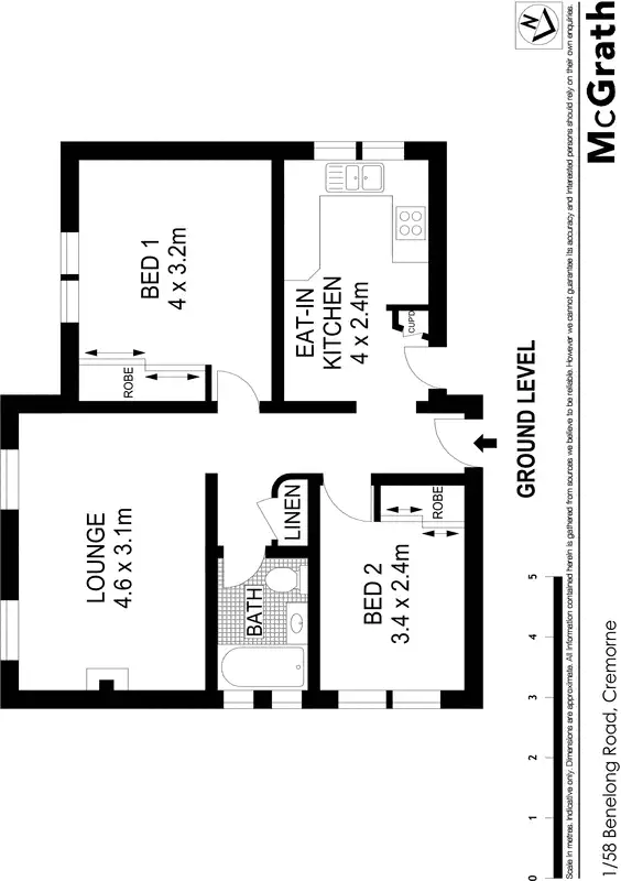 Floorplan of Homely apartment listing, 1/58 Benelong Road, Cremorne NSW 2090