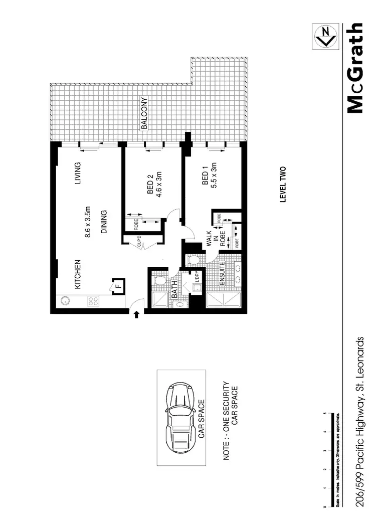 Floorplan of Homely apartment listing, E206/599 Pacific Highway, St Leonards NSW 2065