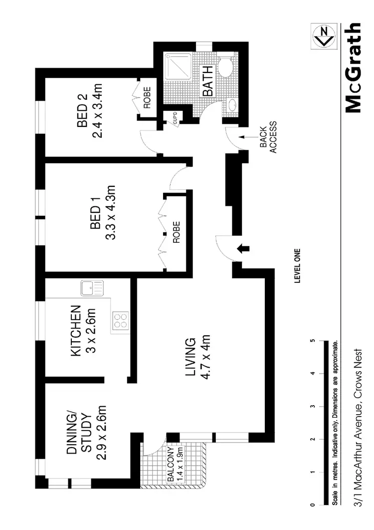 Floorplan of Homely apartment listing, 3/1 MacArthur Avenue, Crows Nest NSW 2065