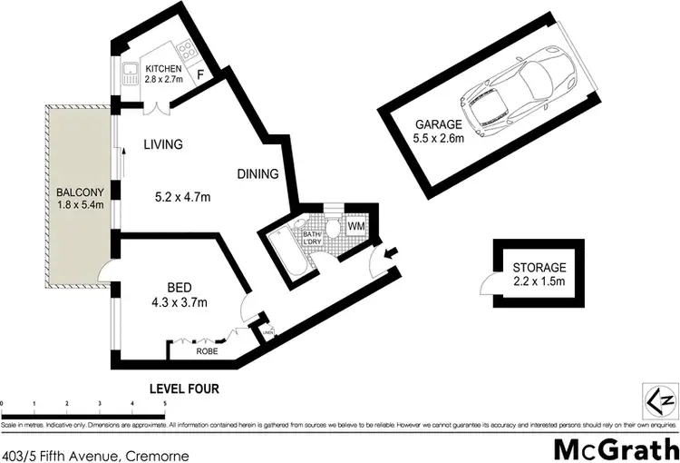 Floorplan of Homely apartment listing, 403/5 Fifth Avenue, Cremorne NSW 2090