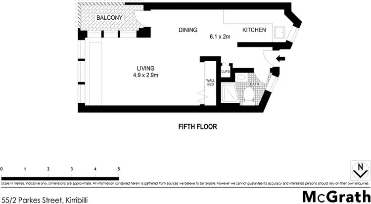 Floorplan of Homely studio listing, 55/2 Parkes Street, Kirribilli NSW 2061