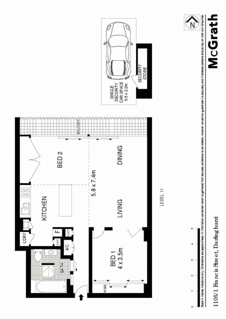 Floorplan of Homely apartment listing, 1105/1 Francis Street, Darlinghurst NSW 2010