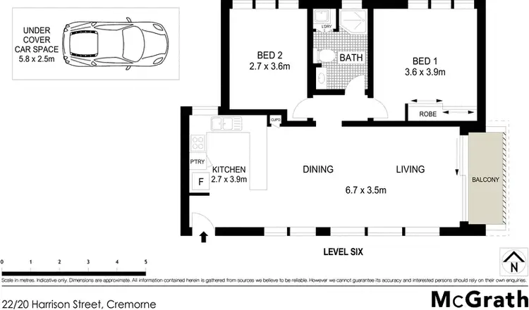 Floorplan of Homely apartment listing, 22/20 Harrison Street, Cremorne NSW 2090