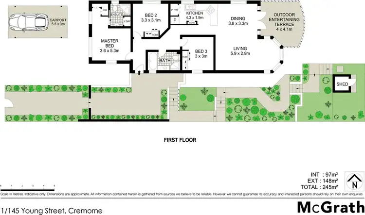 Floorplan of Homely apartment listing, 1/145 Young Street, Cremorne NSW 2090