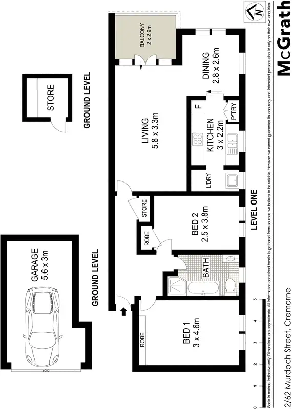 Floorplan of Homely apartment listing, 2/62 Murdoch Street, Cremorne NSW 2090