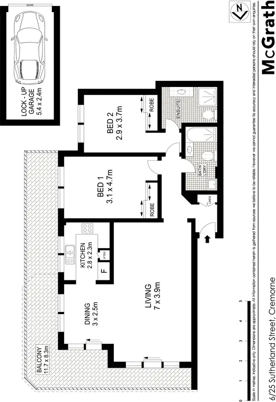 Floorplan of Homely apartment listing, 6/25 Sutherland Street, Cremorne NSW 2090