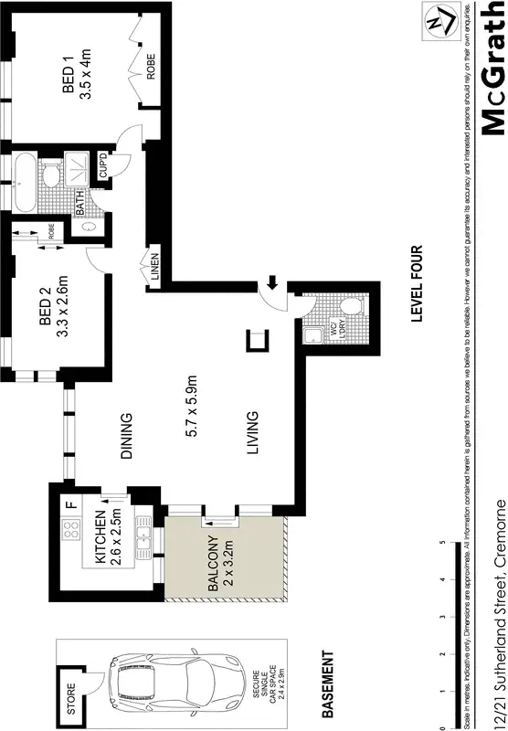 Floorplan of Homely apartment listing, 12/21 Sutherland Street, Cremorne NSW 2090