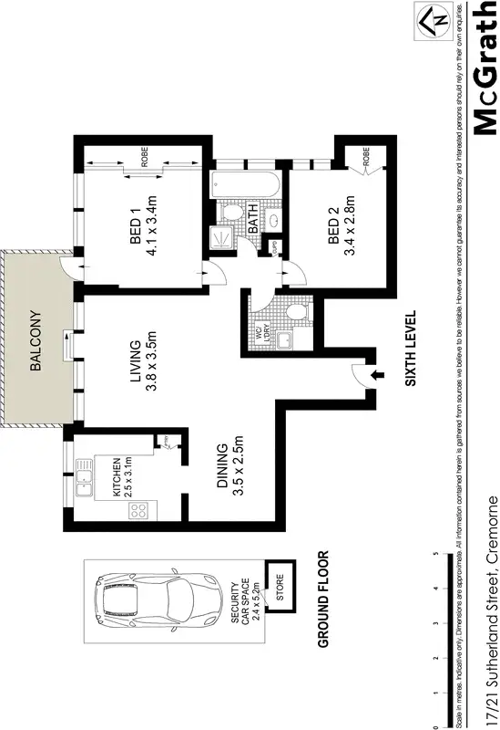 Floorplan of Homely apartment listing, 17/21 Sutherland Street, Cremorne NSW 2090