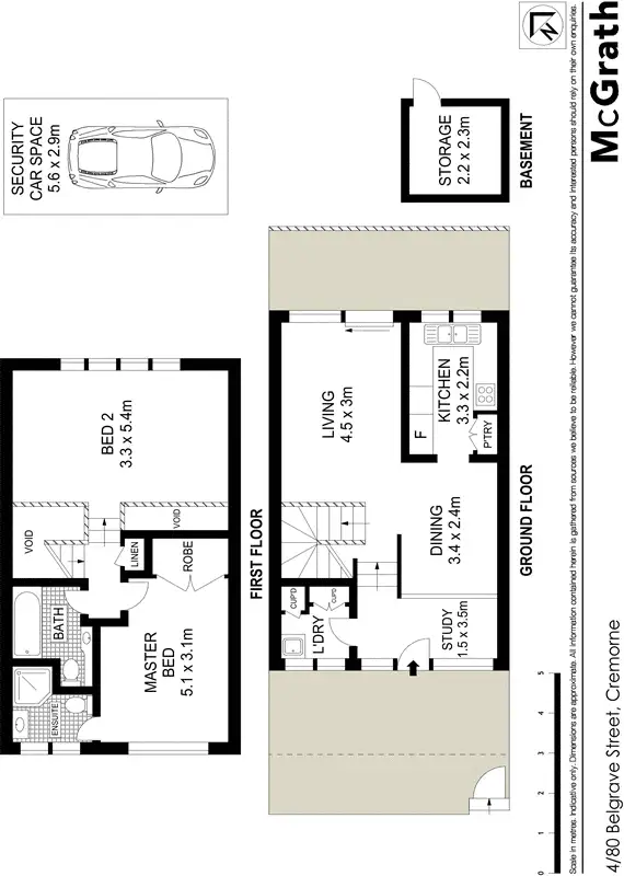 Floorplan of Homely townhouse listing, 4/80 Belgrave Street, Cremorne NSW 2090