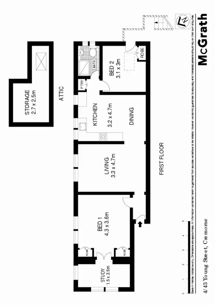 Floorplan of Homely apartment listing, 4/43 Young Street, Cremorne NSW 2090