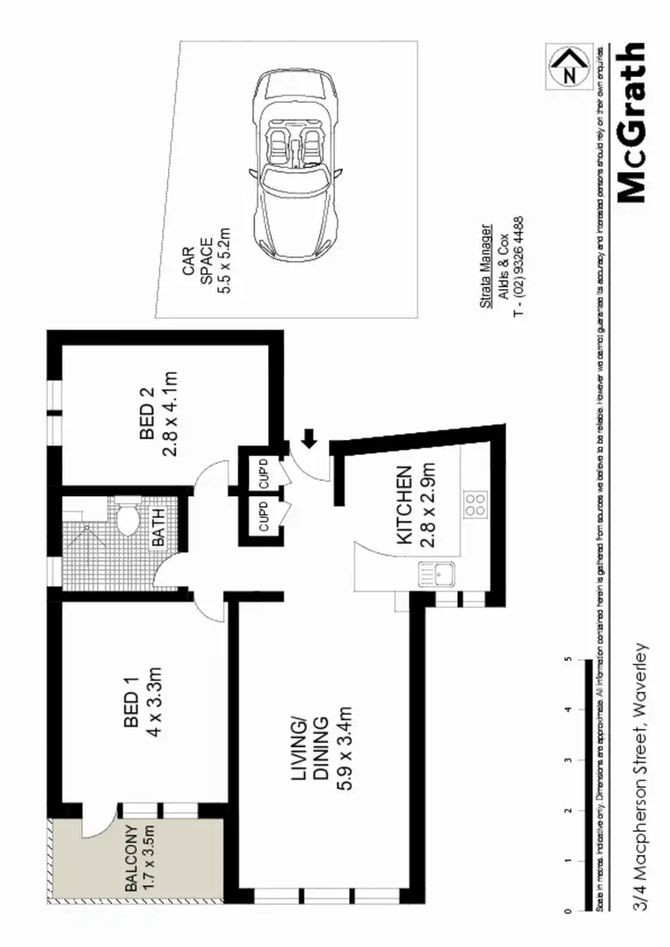 Floorplan of Homely apartment listing, 3/4 Macpherson Street, Waverley NSW 2024
