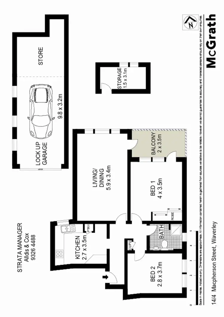 Floorplan of Homely apartment listing, 14/4 Macpherson Street, Waverley NSW 2024