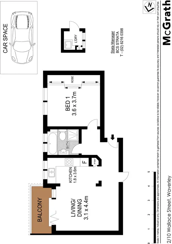 Floorplan of Homely apartment listing, 2/10 Wallace Street, Waverley NSW 2024