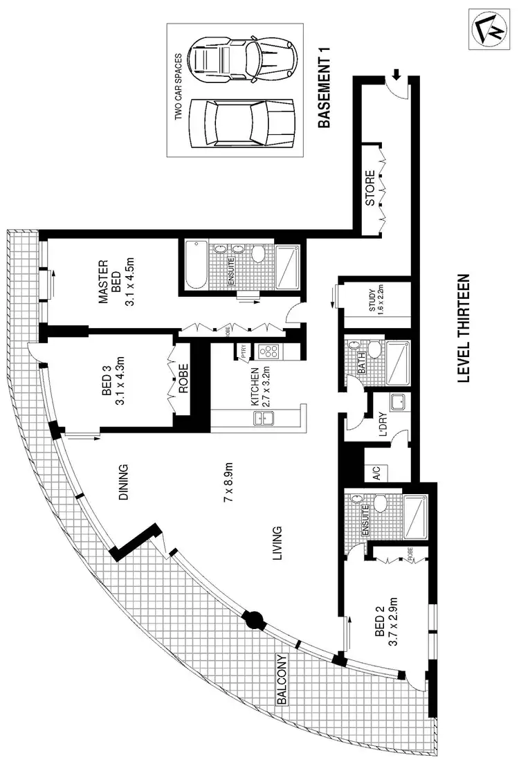 Floorplan of Homely apartment listing, 1304/23 Shelley Street, Sydney NSW 2000