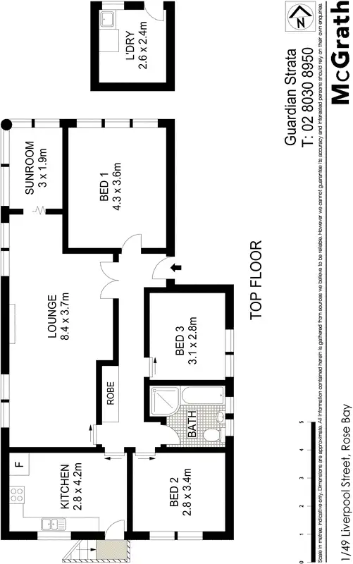 Floorplan of Homely apartment listing, 1/49 Liverpool Street, Rose Bay NSW 2029