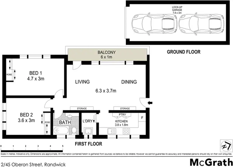 Floorplan of Homely apartment listing, 2/45 Oberon Street, Randwick NSW 2031