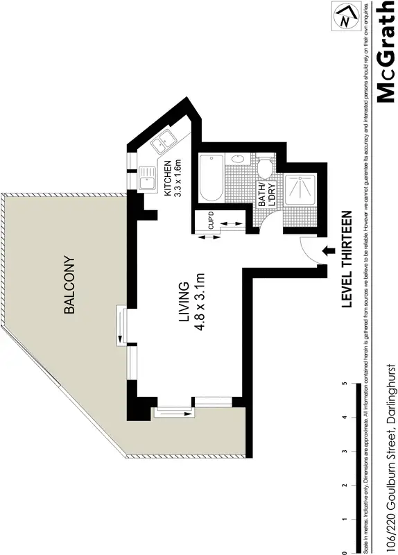 Floorplan of Homely studio listing, 106/220 Goulburn Street, Darlinghurst NSW 2010