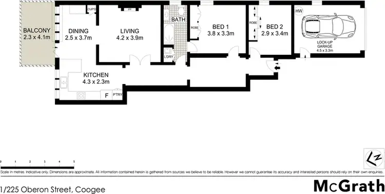Floorplan of Homely apartment listing, 1/225 Oberon Street, Coogee NSW 2034