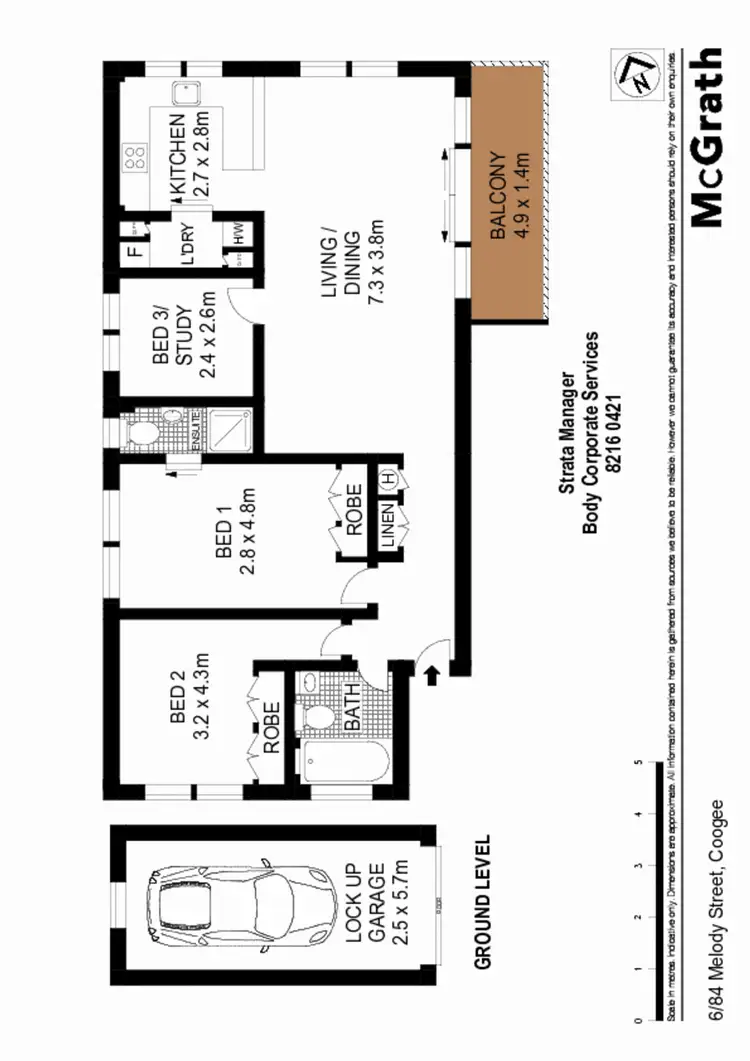 Floorplan of Homely apartment listing, 6/84 Melody Street, Coogee NSW 2034