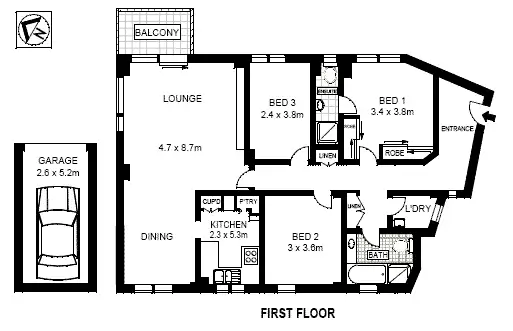 Floorplan of Homely apartment listing, 1/178 Beach Street, Coogee NSW 2034