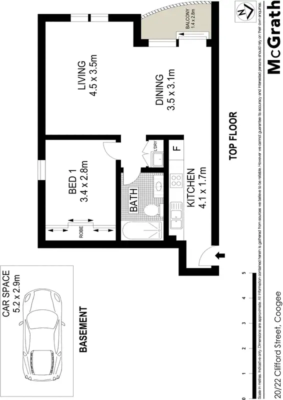 Floorplan of Homely apartment listing, 20/20 Clifford Street, Coogee NSW 2034