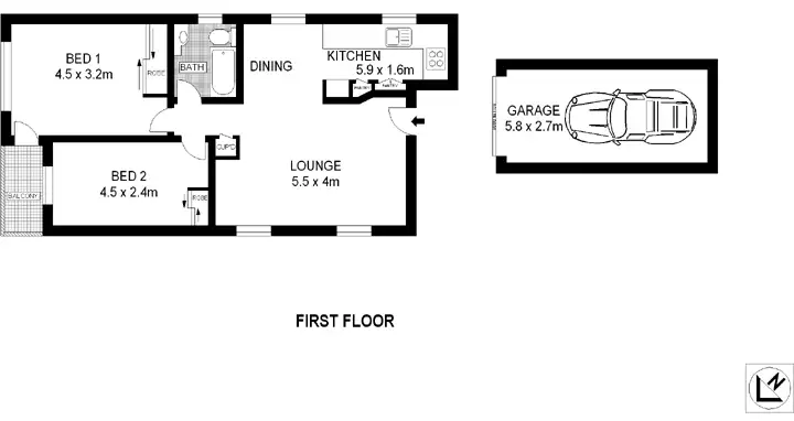 Floorplan of Homely apartment listing, 4/43 Mitchell Street, Chifley NSW 2036