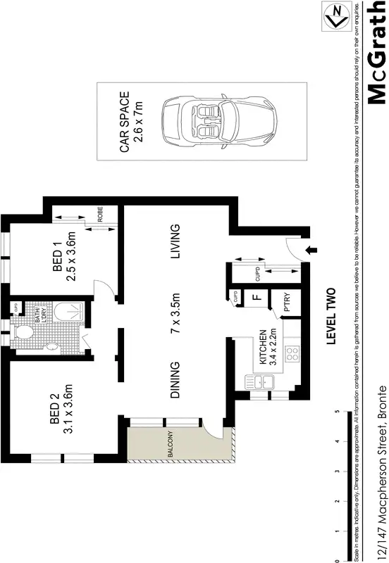 Floorplan of Homely apartment listing, 12/147 Macpherson Street, Bronte NSW 2024