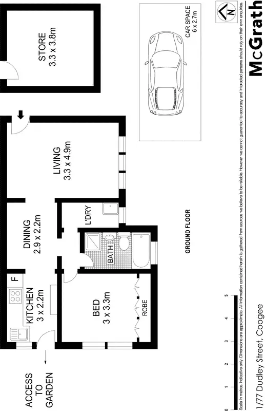 Floorplan of Homely apartment listing, 1/77 Dudley Street, Coogee NSW 2034