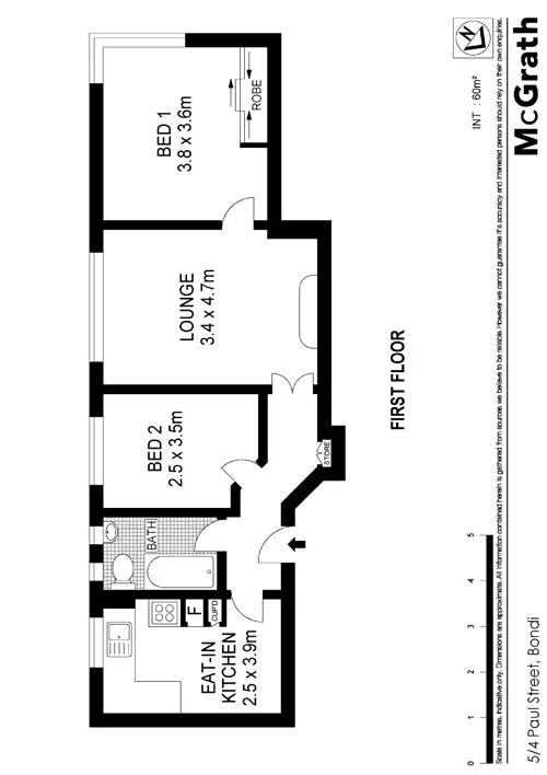 Floorplan of Homely apartment listing, 5/4 Paul Street, Bondi Junction NSW 2022