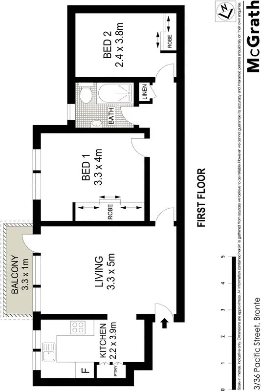 Floorplan of Homely apartment listing, 3/36 Pacific Street, Bronte NSW 2024