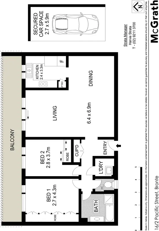 Floorplan of Homely apartment listing, 16/2 Pacific Street, Bronte NSW 2024
