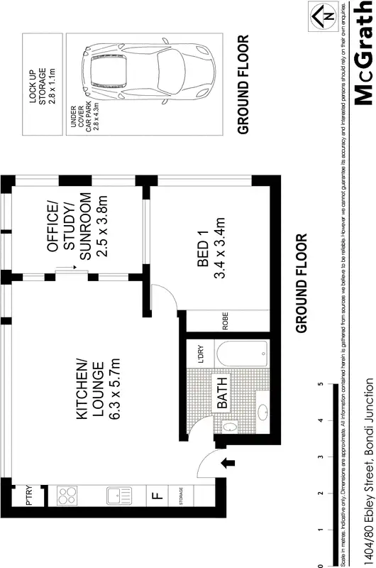 Floorplan of Homely apartment listing, 1404/80 Ebley Street, Bondi Junction NSW 2022