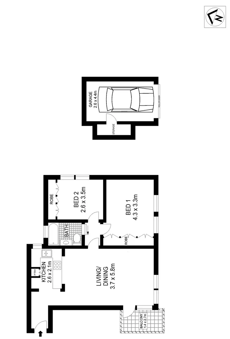 Floorplan of Homely apartment listing, 2/47 York Road, Queens Park NSW 2022