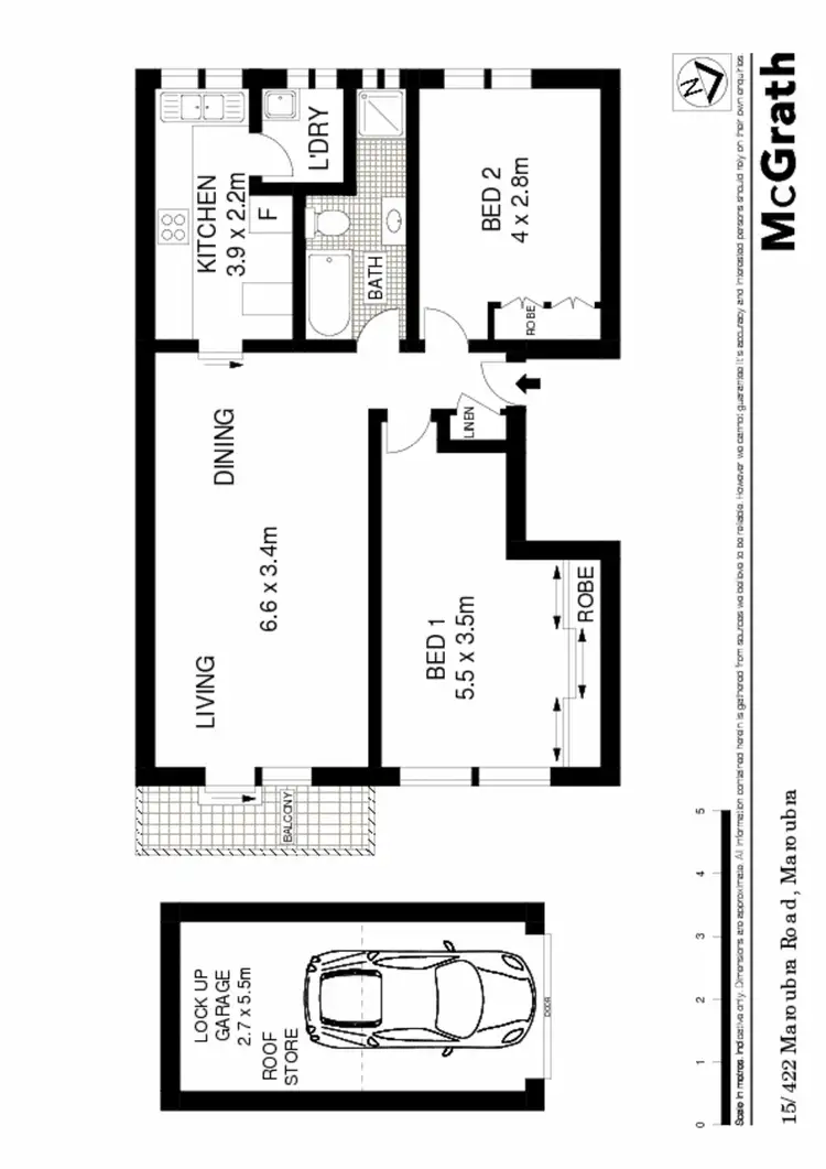 Floorplan of Homely apartment listing, 15/422 Maroubra Road, Maroubra NSW 2035