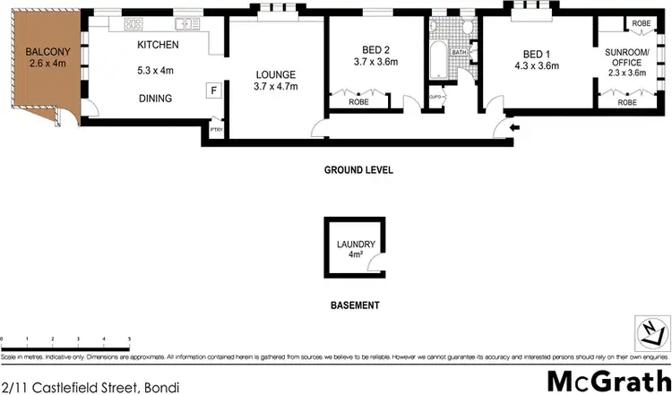 Floorplan of Homely apartment listing, 2/11 Castlefield Street, Bondi NSW 2026