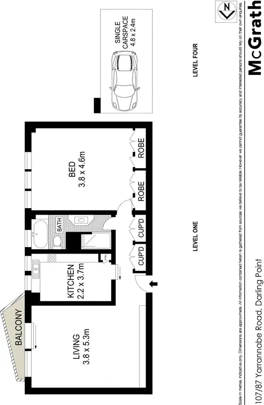 Floorplan of Homely apartment listing, 107/87 Yarranabbe Road, Darling Point NSW 2027